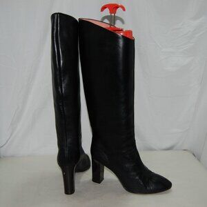 40/US9❤️ACNE STUDIOS Black Real Leather KNEE High Heels BOOTS ITALY Tall Bootie